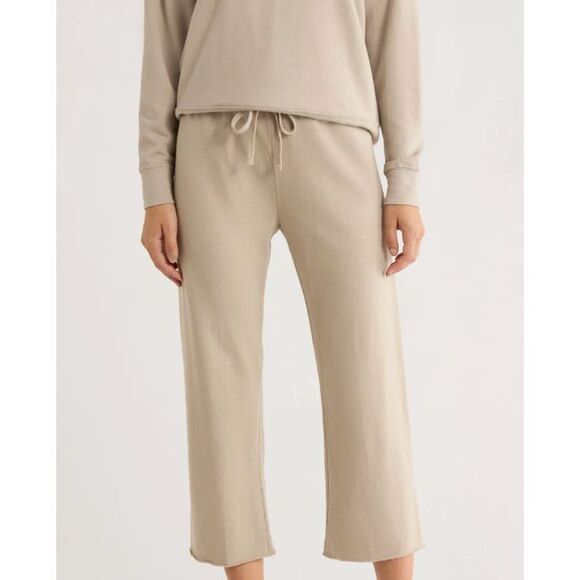 NEW James Perse French Terry Cutoff Raw Edge Sweatpants in Light Tan  2 / Medium - Picture 2 of 7